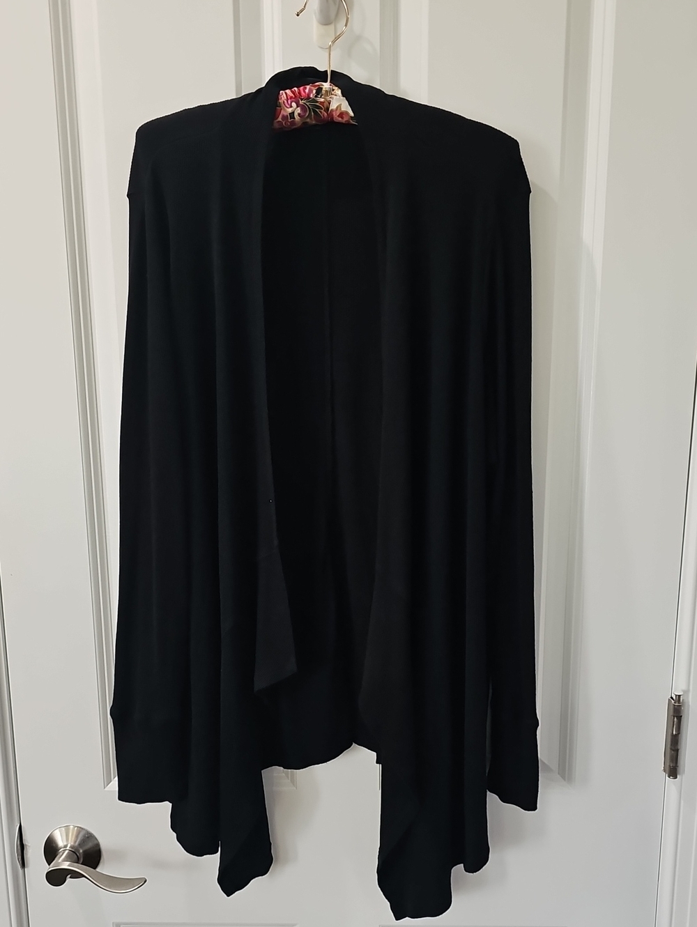 INC International Concepts Black Open-Front Draped Cardigan